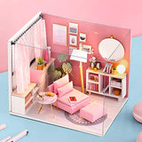 Spilay DIY Dollhouse Wooden Miniature Furniture Kit,Handmade Mini House Craft Making Kit Plus Dust Cover&Music Box ,1:24 Scale Loft Creative Gift Idea Toys Birthday Gift for Kids Adults (Happy Time)