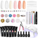 Beetles Poly Extension Gel Nail Kit, 6 Natural Skin Tone 30g gel with Mini Nail Lamp Slip Solution Rhinestone Glitter Nail Art Brush All In One Kit for Nail Manicure Starter Kit Gifts for Women