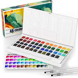 GOTIDEAL Watercolor Paint Set,48 Vivid Colors in Pocket Box, with 2 Bonus Refillable Water Blending Brush Pens,Rich Pigment Perfect for Artist, Students, Kids, Beginners & More-Portable with Palette