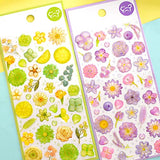 TXIN 6 Sheets 3D Flower Stickers for Kids Girls, Crystal Glitter Floral Stickers, Assorted Puffy Stickers, DIY Decorative Adhesive Stickers for Journal Album Scrapbook Planner, Mixed Colors