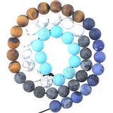 Massive Beads 100PCS 8MM Natural Crystal Beads Matte Mixed Stones Gemstone Round Loose Energy Healing Beads with Free Crystal Stretch Cord for Jewelry Making (Matte Mixed Stones, 8MM)