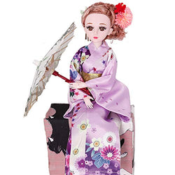 YIHANGG Japanese Kimono BJD Doll, 1/3 Dolls 24 Inch Ball Jointed Doll DIY Toys with Clothes Outfit Shoes Wig Hair Makeup, Cherry Blossom Style Decoration,Purple