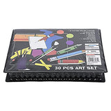 Deluxe Art Set 30 Piece Includes Watercolor, Crayons, Oil Pastels, Eraser, Sharpener