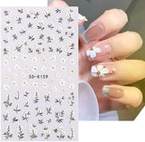 5D Embossed Flowers Nail Stickers, Spring Summer Daisy Heart Nail Decals, Nail Art Accessories French Tips Acrylic Nail Designs Self Adhesive Rabbits Nail Supplies for Women Girls 4 Sheets