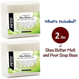 Pifito Premium Shea Butter Melt and Pour Soap Base (2 lb) - 100% Natural Glycerin Soap Base - Luxurious Soap Making Supplies