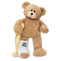 GUND Break a Leg Jr., Broken Leg Bear Get Well Soon Teddy Bear with a Cast, Crutch and Signature Cast 8.5 inches