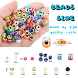 3009PCS Evil Eye Beads for Jewelry Making Evil Eye Bracelet Kit with Letter Beads 4mm Glass Seed Beads Gold Pearl Flower Clay Beads Evil Eye Charms for Crafts DIY Bracelet Earring Necklace Making