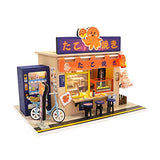 Cool Beans Boutique Miniature DIY Dollhouse Kit Wooden Japanese Takoyaki Shop with Dust Cover - Architecture Model kit (English Manual) (Japanese Takoyaki Shop)