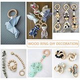 WOWOSS 70 Pcs Unfinished Solid Wooden Rings Natural Wood Teething Rings for Craft, Ring Pendant, DIY Connectors, Jewelry Making, 7 Sizes