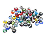 Luxbon 50Pcs Mixed Colorful Handmade Metal Lampwork Glass Beads Murano Glass Beads Fit European