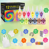 Tie Dye DIY Kit, Emooqi 12 Colors Tie Dye Shirt Fabric Dye for Women, Kids, Men, with Rubber Bands, Gloves, Plastic Film and Table Covers for Family Friends Group Party Supplies