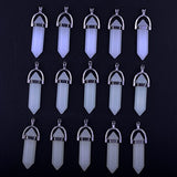 Glow in The Dark Stone Pendant Glowing Moon Stone Hexagonal Healing Quartz Chakra Crystal 15pcs