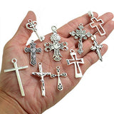 BronaGrand 25 Pieces Mixed Crosses Charms Pendants Jewelry Findings for Making Bracelet and