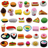 Cllayees 72 Pcs Assorted Food Pencil Erasers Toy Set, Cake Dessert Fruit Puzzle Erasers Toys for Kids Reward Party Favors (Food)