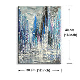 Tku's Modern Abstract Building Wall Art City Landscape Wall Decor Hand Painted Canvas Painting Framed Prints Black and White Picture Home Decoration for Bedroom (Ready to Hang)