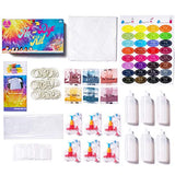 Grandable DIY Tie Dye Kit - 6 Colors Fabric Dye Art Set with Rubber Bands, Gloves, Spoon, Funnel, Apron and Table Cover for Craft Arts Paint Fabric Textile Party Handmade Project