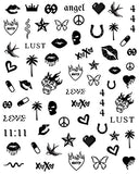 Impressed Gothic Authentic 5 Sheets Luxury Grunge Nail Art Stickers 500+ Black Customized Nail Decals for Fake Nail Design Decorations and Salon Nails Accessories for Men and Women (Grunge)
