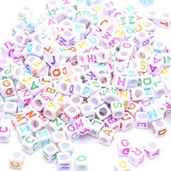 ToBeIT 1000pcs Acrylic Alphabet Letter"A-Z" Cube Beads 1000 pcs for Jewelry Making, Bracelets, Necklaces(6mm) (6 * 6white Color(New))
