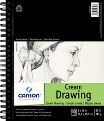 Canson Artist Series Cream Drawing Pad 9" x 12", Side Wire Bound, 60 Sheets (400059729)