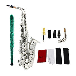 ammoon Saxophone Sax Eb Be Alto E Flat Brass Carved Pattern Set