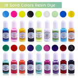 LET’S Resin 18 Colors Epoxy Pigment, Opaque Liquid Resin Colorant Each 0.35oz, Non-Toxic Epoxy Resin Dye Solid Color Liquid Dye for Resin Jewelry DIY Crafts Art Making