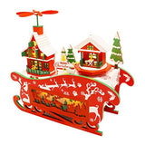 Cool Beans Boutique Miniature Do-It-Yourself Dollhouse Kit - Wooden Christmas Sled with Money Bank and Rotating Music Box (English Manual) M908 Christmas Sled