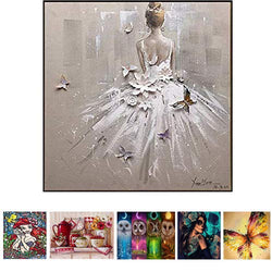DIY 5D Diamond Painting by Number Kits, Crystal Rhinestone Diamond Embroidery Paintings Pictures Arts Craft for White Girl Home Wall Decor, Full Drill -15.7x15.7 inch