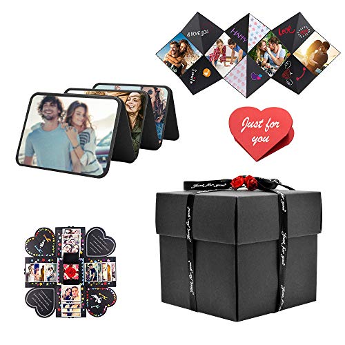 Explosion Box, DIY Explosion Gift Box, Main Part Assembled Handmade Photo  Box for Birthday Gift, Anniversary, Valentine's Day, Wedding,Style 3 