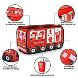 Temi Fire Truck Tent - Foldable Pop Up Pretend Play Tent | Playhouse for Kids Outdoor Indoor | Included Role Play Firefighter Costume and Fire Tools (44x26in)