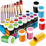 Acrylic Paint Set, Emooqi Set of 31 Acrylic Paint Box Including 21 x 20 ml Tubes+ 10 Brushes, Perfect for Canvas, Wood, Arts and Crafts ,Ideal for Kids, Artist & Hobby Painters