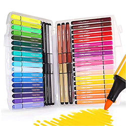 SAYEEC Watercolor Marker Pen Set Painting 48 Colors Medium Tip Sketching Drawing Coloring Pen Large Capacity Ink Pen Marker Washable for Artist, Kids,Children, Students Writing