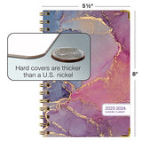 HARDCOVER Academic Year 2023-2024 Planner: (June 2023 Through July 2024) 5.5"x8" Daily Weekly Monthly Planner Yearly Agenda. Bookmark, Pocket Folder and Sticky Note Set (Pink Purple Marble)