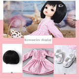 1/6 BJD Doll 26cm Ball 19 Jointed Dolls Action Full Set Figure, Doll with Skirt Wig Shoes and Accessories Best Gift for Girls (with Gift Box)