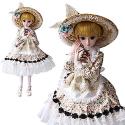 UCanaan 23.6'' BJD SD Doll 19 Ball Joints Dolls with Clothes Outfit Shoes Wig Hair Makeup for Girls Gift and Dolls Collection-Sandy
