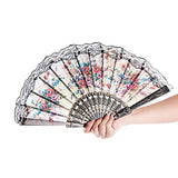 8 PCS Spanish Floral Folding Hand Fan Vintage Retro Pattern Fabric Fans ( 8 different patterns )