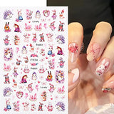 8 Sheets Easter Nail Art Stickers 3D Bunny Nail Decal for Nail Art Easter Bunny Ear Carrot Rabbit Nail Stickers Spring Nail Design Supplies Manicure Tips Charms Nail Decals for Women Kids Girls