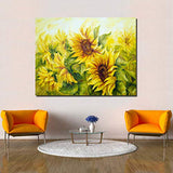 Canvas Wall Art - Sunflowers in Oil Painting Style - Modern Wall Decor Gallery Canvas Wraps Giclee Print Stretched and Framed Ready to Hang - 24" x 36"