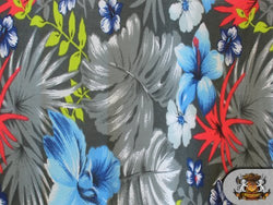 Polycotton Printed HAWAIIAN GREY Fabric By the Yard