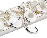 Glory Silver Plated Intermediate 17keys, Open/closed Hole C Flute with B Foot Joint,Offset G, with Case,cleaning Rod, Cloth, Joint Grease, and Gloves