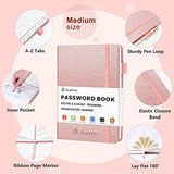 JUBTIC Password Book with Alphabetical Tabs. Medium Size Password Notebook for Internet Website Address Log in Details. Hardcover Password Journal & Organizer for Home Office, Rose Gold