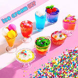 Quzooy Slime Kit - Slime Supplies Slime Making Kit for Girls Boys, Crystal Clear Slime, Includes Ice Cream Cups,Apron,Clay, Glitter,Fruit Slice and Tools,Fishbowl Beads Girls Toys,Gift for Kids