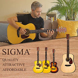 SIGMA 41” Acoustic Guitar, Dreadnought, 4/4 Full-Size, with D'Addario EXP16 Strings, Solid Spruce Top, Natural Gloss, Mahogany Back & Sides,Right(10D)