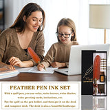 NC Feather Pen Ink Set, Retro Quill Pen Ink Set Contains Quill Pen, Ink Pen Holder, 5 Replaceable Metal Nibs, Calligraphy Pen Set for Writing, Writing Letters, Diary, Signing, Gift Etc (Coffee Pink)