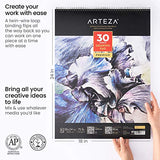 ARTEZA Spiral bound Drawing Pad, Heavyweight Paper with Micro-Perforation, 18 X 24 Inches, 75 lb/120gsm, 30 Sheets