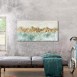 Abstract Modern Painting Wall Art: Gold Artwork Hand Painted Canvas Picture for Living Room (40''W x 20''H,Multi-Sized)