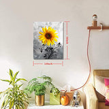 Texture Canvas Print Sunflower Wall Art - Bump Simulation Hand-Painted Yellow Flowers Painting for Bedroom Bathroom Living Room Wall Decor 12 x 16inch x 1 panel