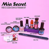 Mia Secret Acrylic Nail Kit/set For beginners - Nails Kit With Pink Acrylic Powder and Clear Acrylic Powder With Everything - Starter Kit de Uñas Acrilicas Mia Secret - Kit de Uñas Mia Secret Completo