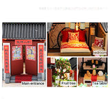 Roroom Dollhouse Miniature with Furniture,DIY 3D Wooden Doll House Kit Chinese Courtyard Style Plus with Dust Cover and Music Movement,1:24 Scale Creative Room Idea Best Gift for Children Friend Lover