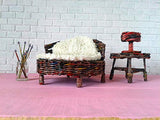 Miniature Wicker Bed. 1:6 scale Dollhouse Bedroom Furniture Handmade