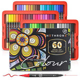 Hethrone Markers for Adults Coloring Book, 60 Dual Tip Marker Pens, Art Supplies for Artists Kids Bullet Journals